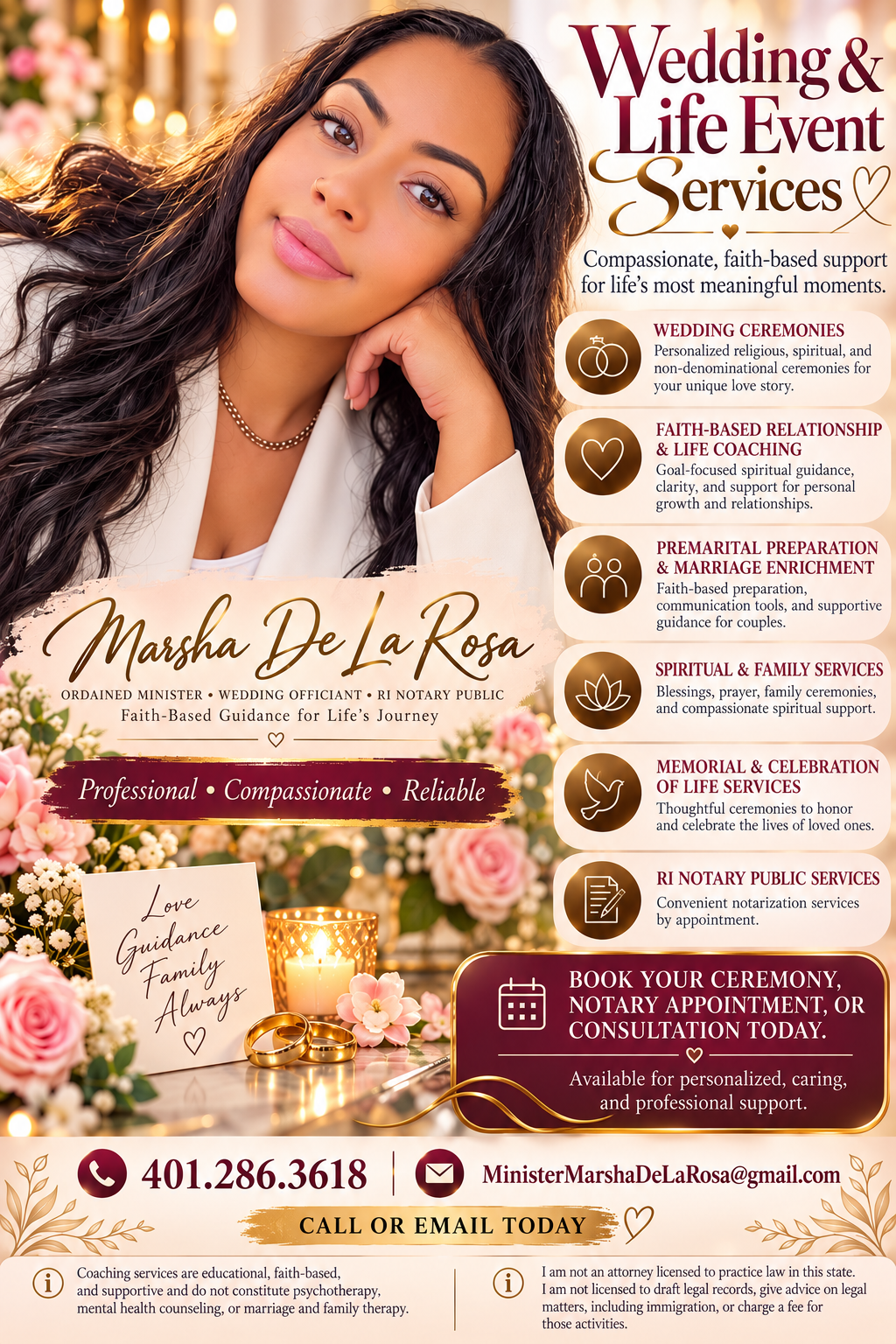 Marsha De La Rosa services flyer